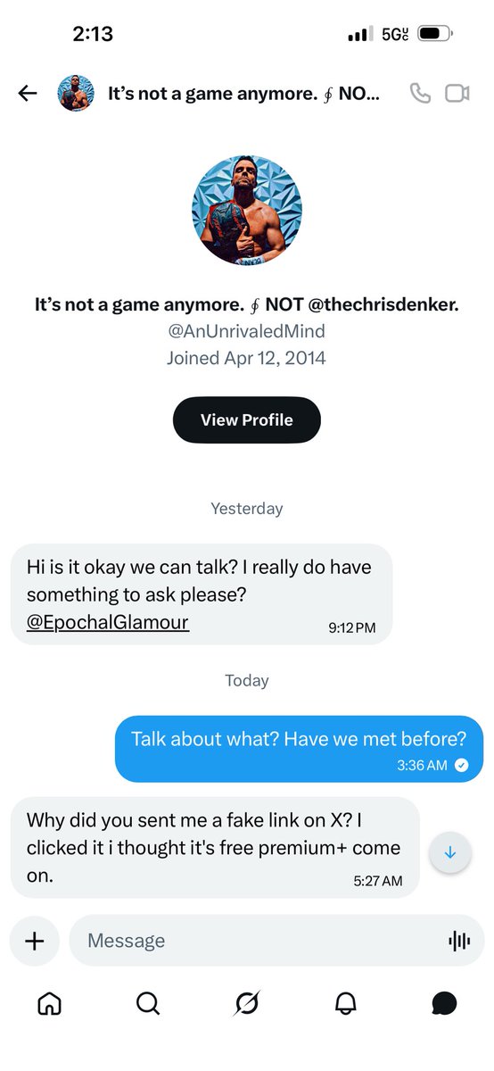 EpochalGlamour's tweet photo. |• Y’all… beware of this scam going on. Someone pretending to have a fake screenshot of your “account” that looks similar to yours. Asking about a link and they lost money. Claiming they reported you, just so you can click on a link and they steal your money fr. Smh, weirdos. https://t.co/u239TA55zT