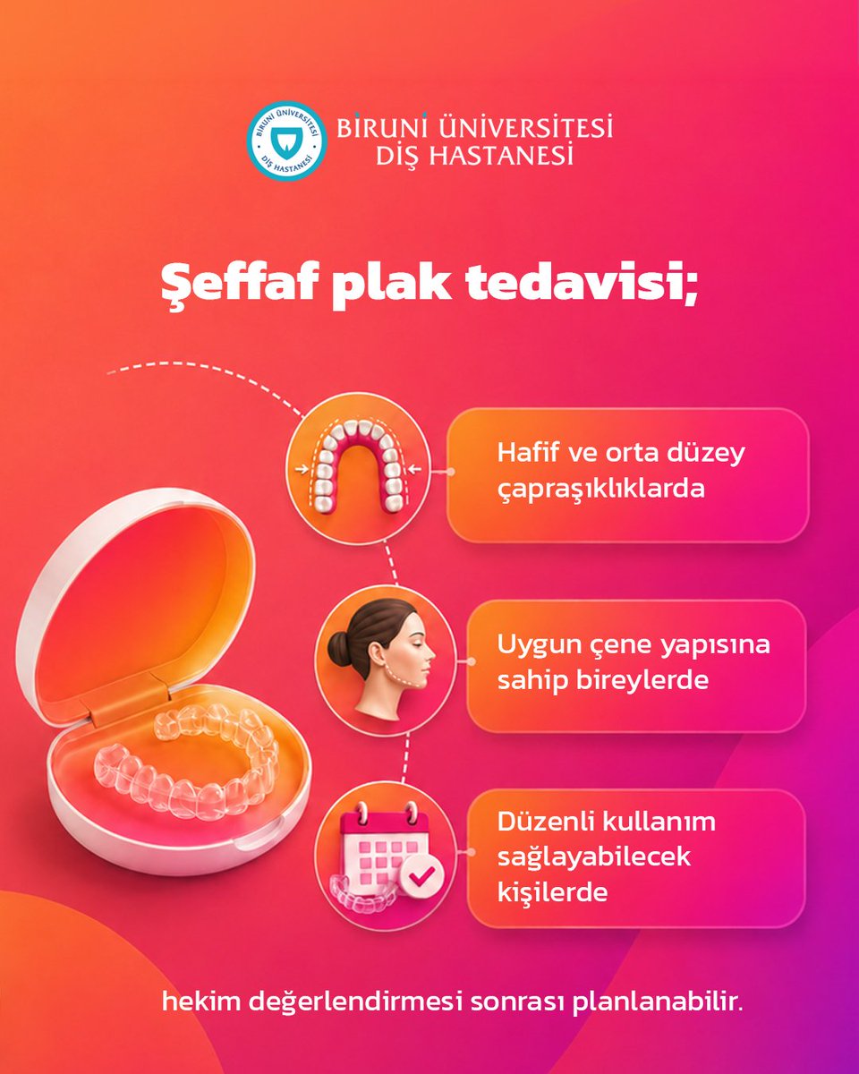 BiruniDis's tweet photo. Şeffaf plak tedavisi birçok kişi için etkili bir seçenek olabilir. Ancak her hastanın ihtiyacı farklıdır.

Muayene sonrasında yapılacak değerlendirme ile size uygun tedavi yöntemi belirlenir.

📞 444 8 276

#ŞeffafPlak #Ortodonti #BiruniDiş #GülüşTasarımı https://t.co/yN3hzEaKho