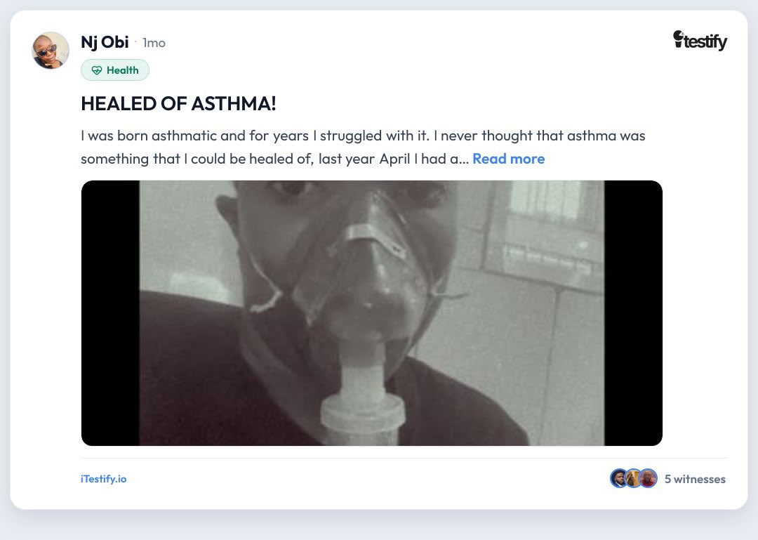 iTestifyHQ's tweet photo. God is still writing testimonies. 🙌

From years of battling asthma to celebrating healing this story is a reminder that hope is never lost.

Read Nj Obi's testimony and be encouraged. Your breakthrough story could inspire someone else too. https://t.co/tDBbsCCgzp
