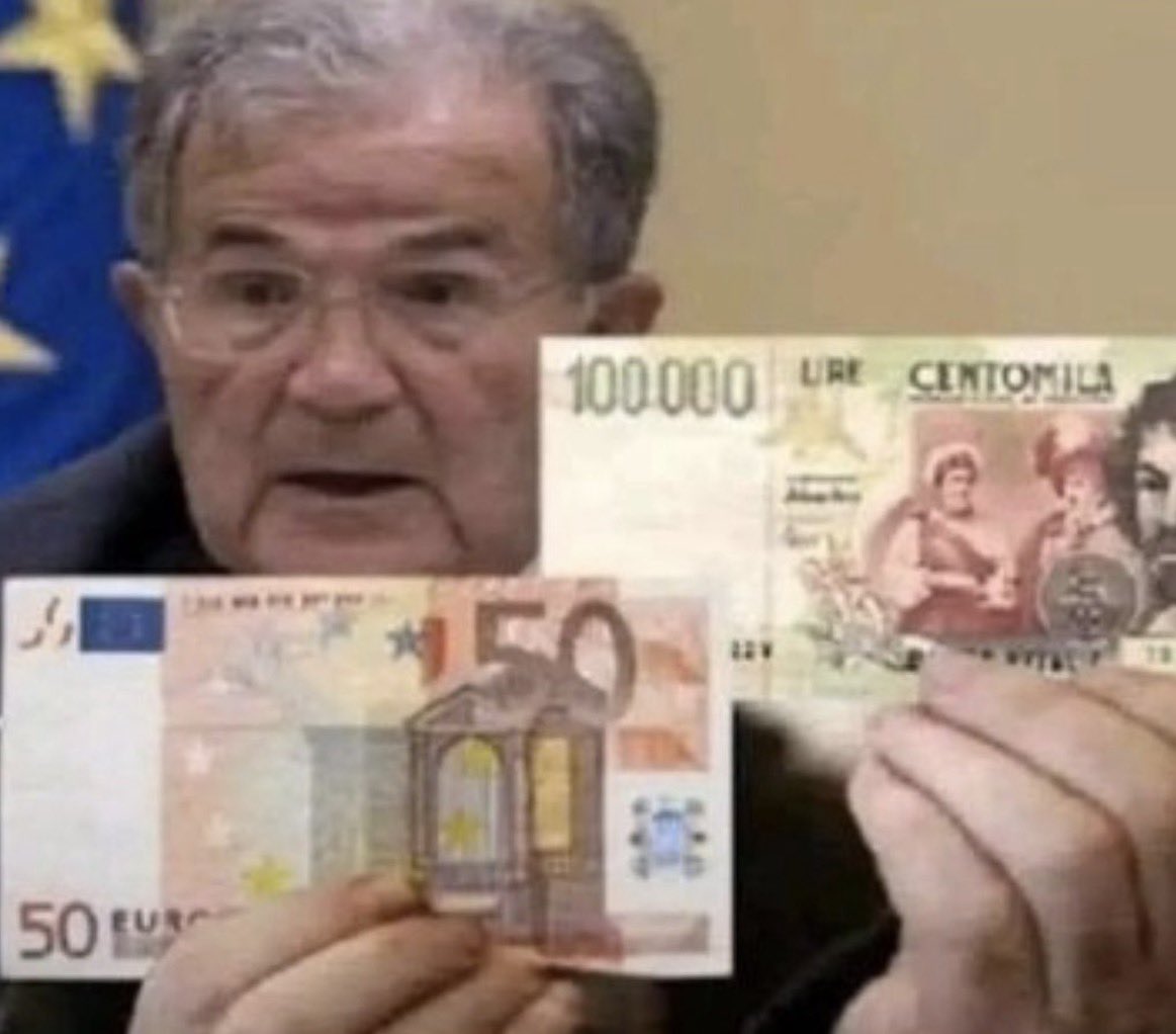 Frenkie_Woody's tweet photo. 20 anni fa un noto politico "il mortadella" trasformò le 100.000 lire in "50.000" lire. https://t.co/jeNRz96gXU
