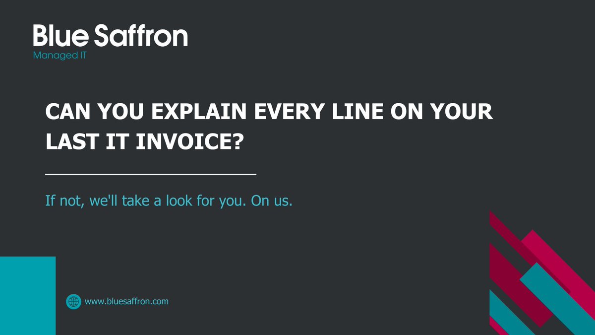 BlueSaffronLtd's tweet photo. Can you explain every line on your last IT invoice? Most people can't.
Free billing audit, no obligation.
Book a slot: https://t.co/kZ2WmydTIB https://t.co/PsYWOlKjwY