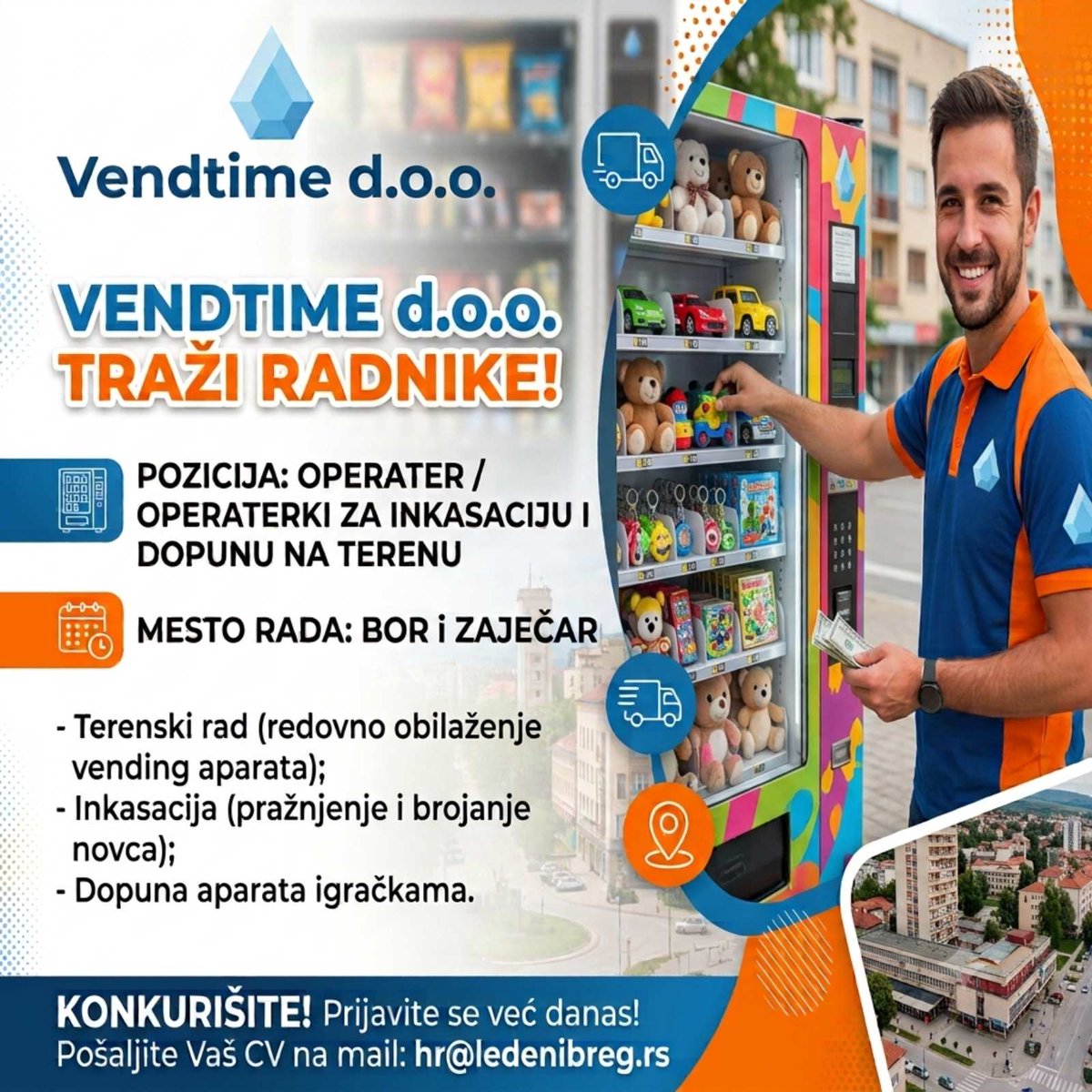 PosloviR's tweet photo. Vendtime d.o.o. 📌

Operater/operaterka za inkasaciju i dopunu na terenu  ✅
Bor i Zaječar 📍

Više informacija o poziciji: https://t.co/QIWwUsRIbZ

#posao #operater #zaječar #vendtime #poslovi #zapošljavanje #bor #srbija #poslovirs https://t.co/eVwqZFGvji