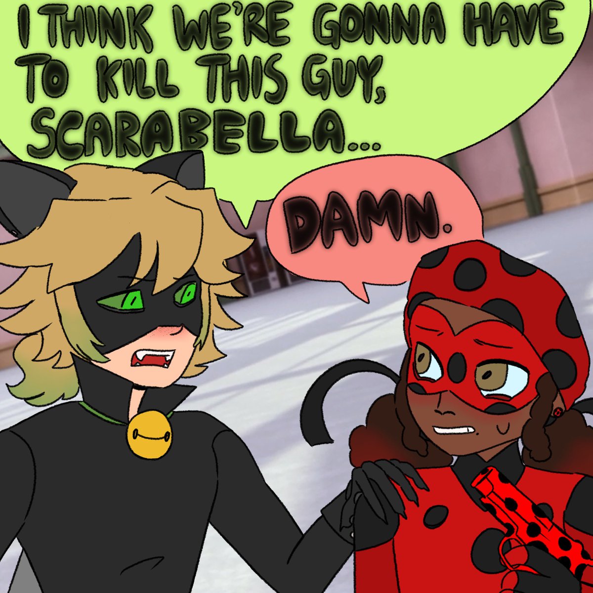 PurpsPencil's tweet photo. Dumb redraw for my au that got pretty popular on tumblr?! (2023) | #msbau #scarabella #chatnoir #miraculous https://t.co/M2Ot5KQqiB