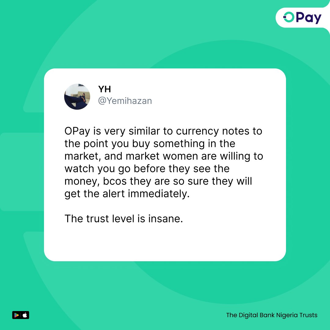 OPay_NG's tweet photo. Random tweets that caught our eye. 👀

They all point to one thing...
OPay is Okay. 💚

You might want to read till the end.

#OPayIsOkay https://t.co/MhHt2eKqPY