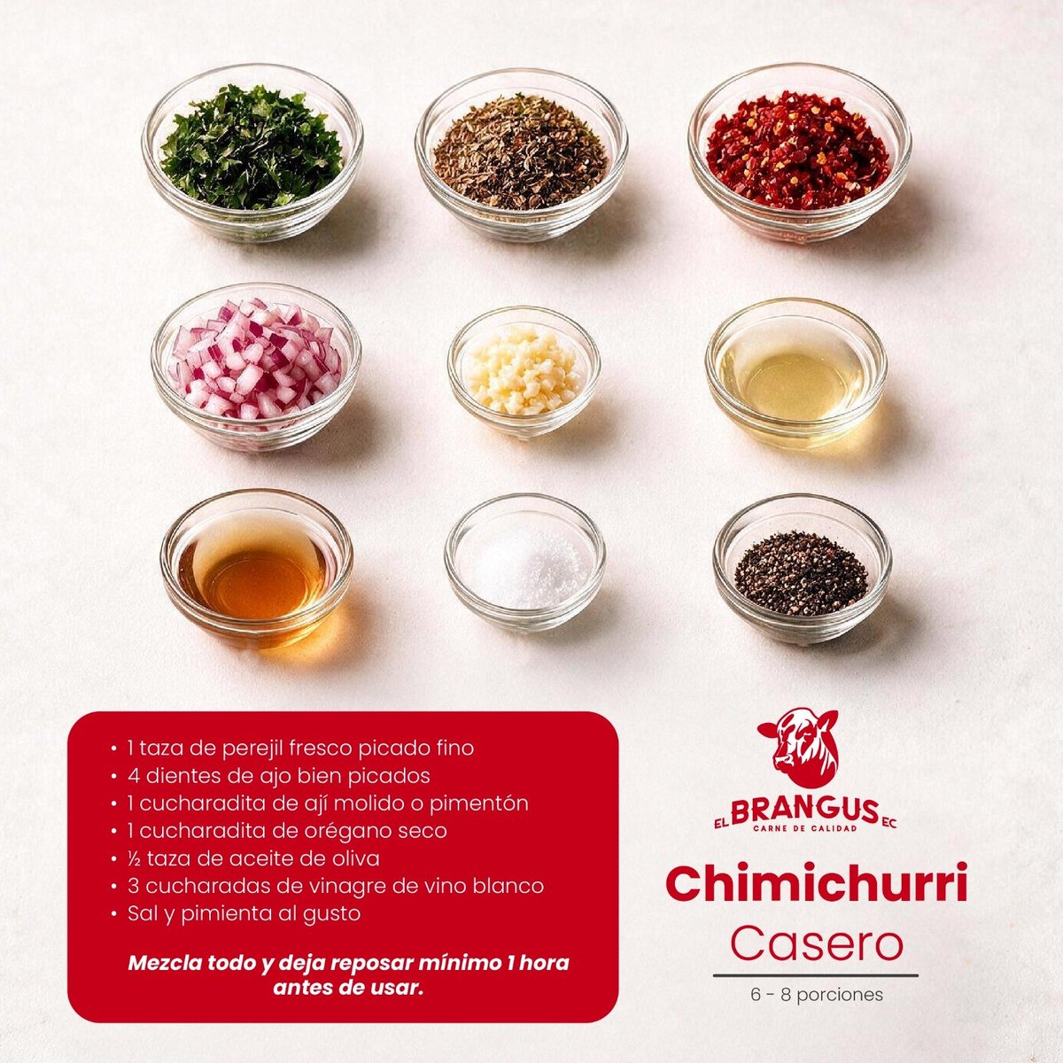elbrangusec's tweet photo. Prepara este Chimichurri Casero fácil, rápido y lleno de sabor para realzar tus asados al estilo de El Brangus.🔥

👉 Tip clave: Mezcla todos los ingredientes y déjalo reposar mínimo 1 hora antes de servir. ¡El sabor marcará la diferencia!

#ElBrangusEC #CarneDeCalidad https://t.co/jfQwj5WUqN