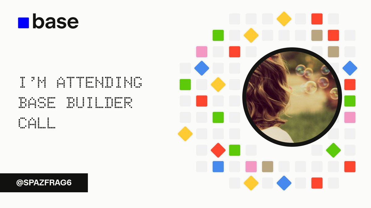 spazfrag6's tweet photo. I’m attending the @base Builder Call.

Create your card: https://t.co/h5U56gEuPW

https://t.co/a8MzPzlCEm https://t.co/r4Nbh43aKD