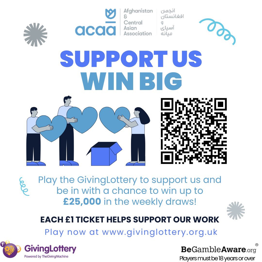 A_CAA's tweet photo. 🎉 Exciting news! ACAA has joined the GivingLottery! 💙

For just £1 a ticket, you can support our work with refugees, asylum seekers, and vulnerable communities while having the chance to win up to £25,000. https://t.co/bL2zjMGpaT