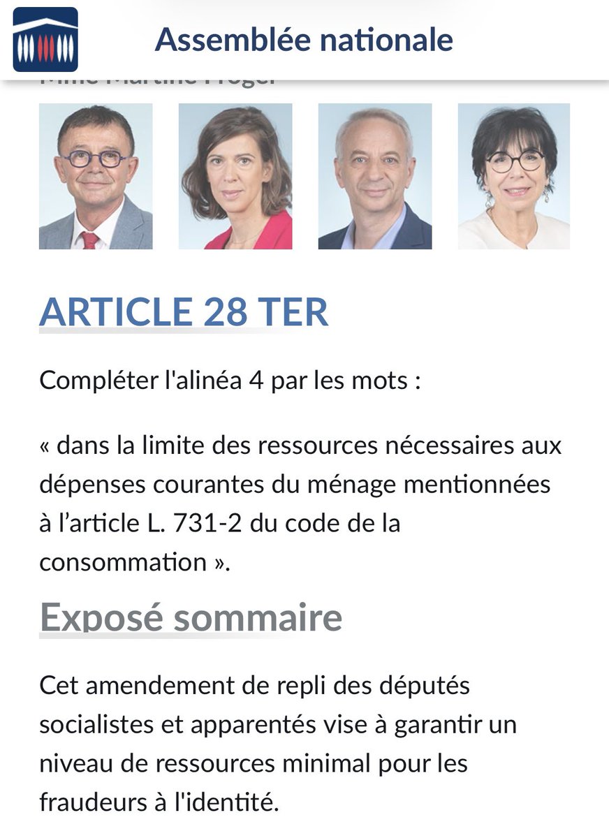 CharlesPrats's tweet photo. ❌ #FraudeSociale Les fraudeurs usurpateurs d’identité ne seront pas déchus dans la loi du droit à toucher les prestations sociales. Contribuables soyez heureux !

J’avais loupé l’épisode de février où, alors que la commission de  l’Assemblée Nationale avait adopté la déchéance du droit aux prestations sociales pour les identités usurpées et fausses, la France Insoumise et le Parti Socialiste avaient réussi à supprimer cette mesure.

Lisez les exposés des motifs, ça vaut son pesant de cacahuètes (celles des impôts et cotisations des honnêtes gens évidemment, pas celles des escrocs à qui il faut « garantir un niveau de ressources minimal » (sic !)…

Qu’en pensez-vous ?
