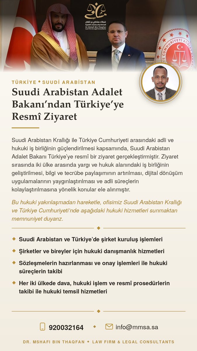 lw_mshfi's tweet photo. Suudi Arabistan ile Türkiye'yi birleştiren hukuki uzmanlık bireylere ve şirketlere profesyonel hukuk hizmetleri https://t.co/4DfOOyHbFe