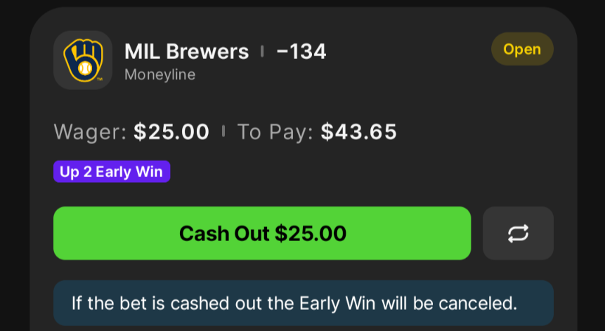 Cc_betts's tweet photo. Give me the Brewers with my up 2 win from @DraftKings 
#Gambling𝕏 https://t.co/oGaR8Mszxo