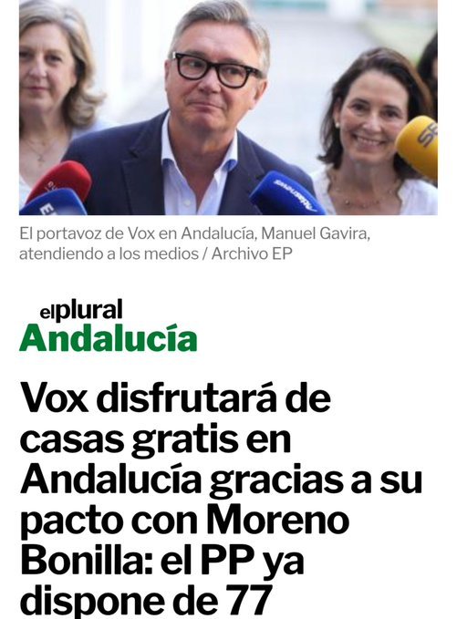 FonsiLoaiza's tweet photo. La ultraderecha de VOX lleva tan solo una semana gobernando en Andalucía y sus cargos ya tienen casas gratis, duplicidades y más puestos y gastos en personal que nunca. Estos son los que dicen que los migrantes se llevan "paguitas" y acusan a los demás de chiringuitos. https://t.co/3DOyeqXRbN