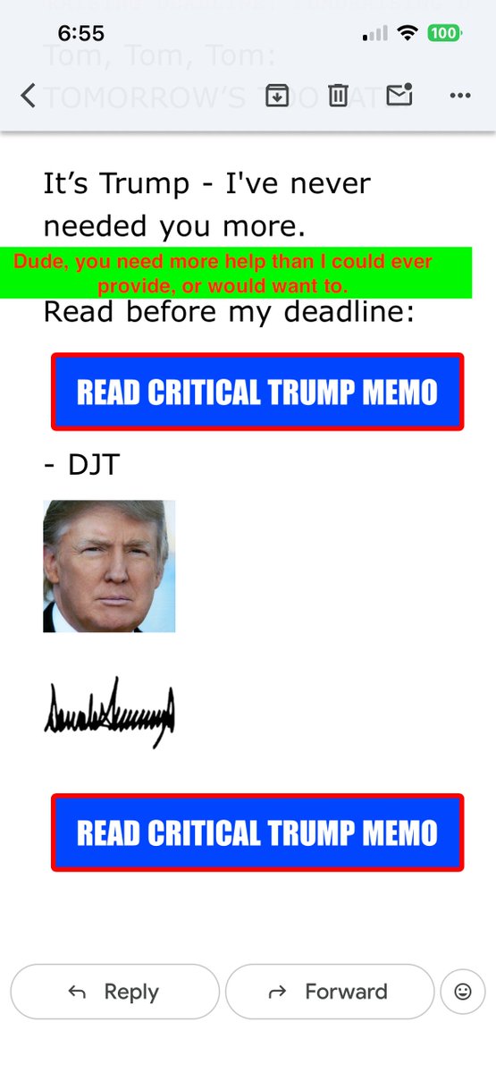 AmyGDal08328672's tweet photo. More Fun with Trump Emails.
I'm on his email list; he thinks I'm a supporter. Yeah, riiiight.
#TrumpIsARapist #TrumpIsACriminal #TrumpIsAPredator #TrumpIsaTerrorist #TrumpisATraitor
#TrumpIsaFascist #MAGA #MAGAloons https://t.co/HlTgbtSf1z