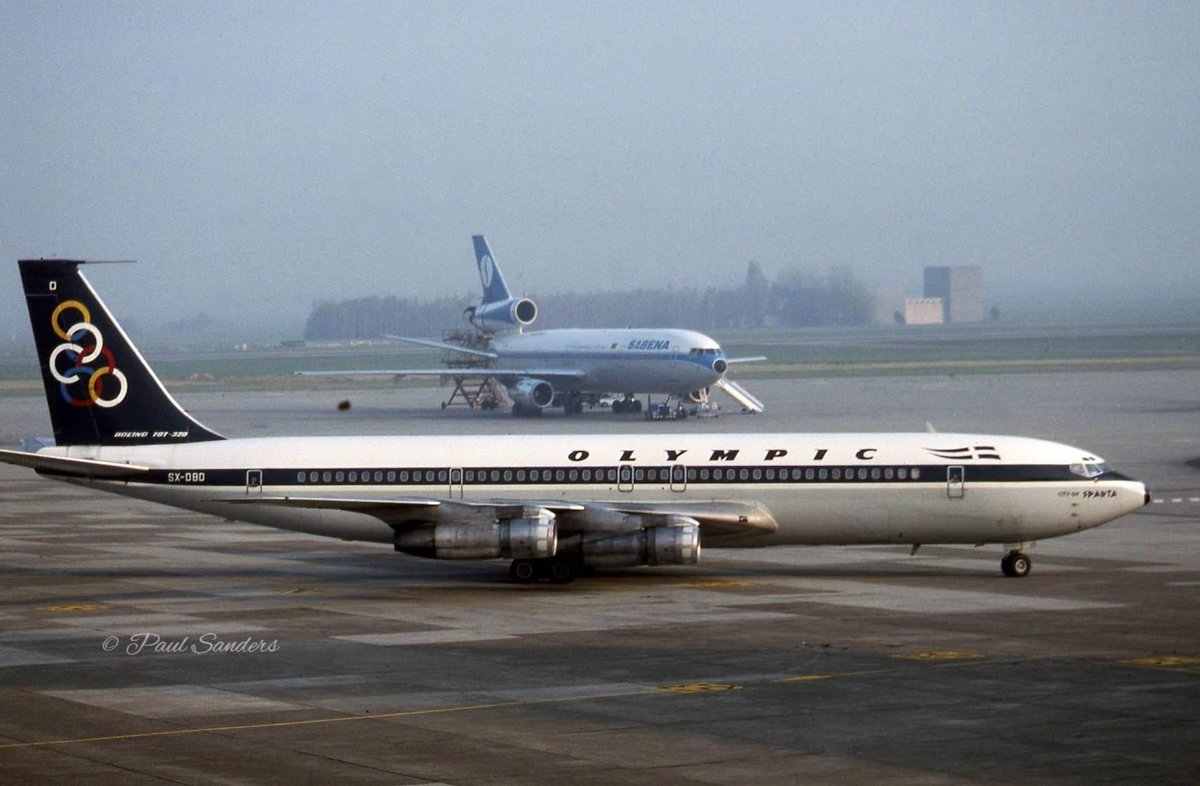 n194at's tweet photo. Olympic Airways
Boeing 707-384C SX-DBD
SABENA 
Douglas DC-10-30
BRU/EBBR Brussels Airport 
Early 1980s
Photo credit Paul Sanders
#AvGeek #Aviation #Airline #AvGeeks #Boeing #B707 #Douglas #DC10 #SABENA #Olympic #BRU #Brussels @BrusselsAirport #Olympics 🇬🇷 🇧🇪 https://t.co/EkU53ltLpA