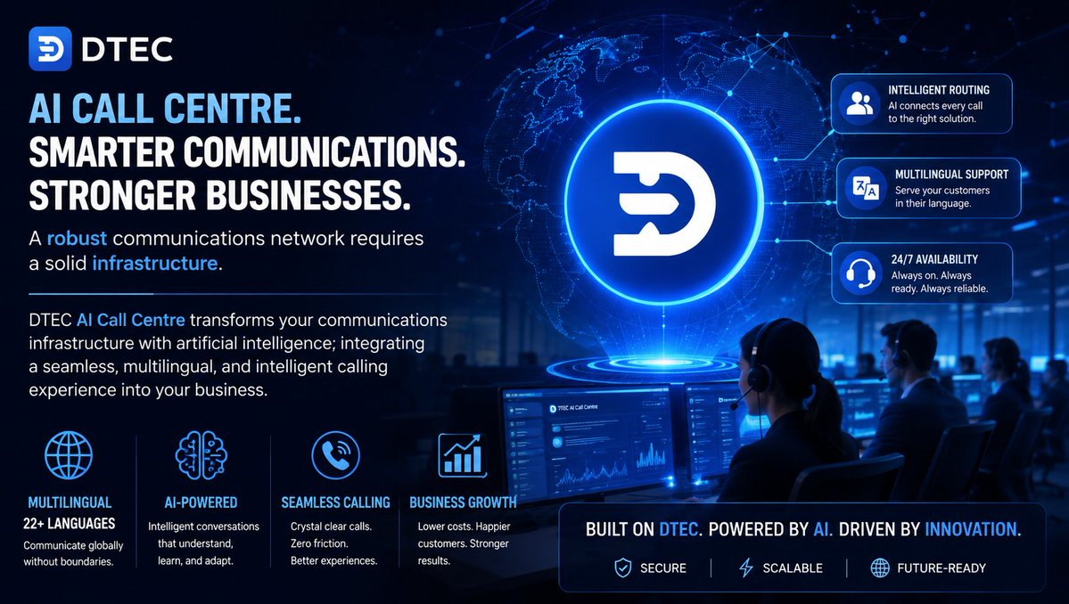 Abuchi55764796's tweet photo. Everyone is chasing AI agent and nobody is paying attention to the infrastructure that will power enterprise communication in the next decade

@Dtec_AINetwork stands out

DTEC solves that challenge with AI, turning customer support from cost center into intelligent infrastructure https://t.co/U9WBGUran6