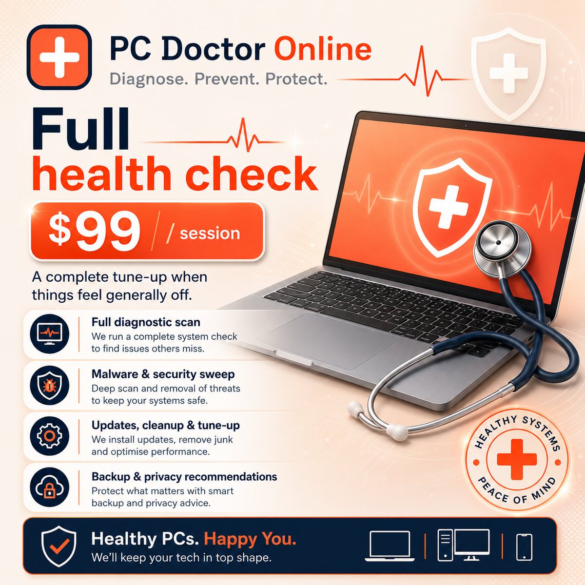 techtalk_au's tweet photo. Is your computer due for a check-up? If your PC has been running slow, acting glitchy, or you just haven't had it looked at in a while — it might be time for a Full Health Check. Book your Health Check today: https://t.co/cAYwlFcQUQ  #PCTuneUp #PCDoctorOnline #BrisbaneBusiness https://t.co/UKFhSyFqFX