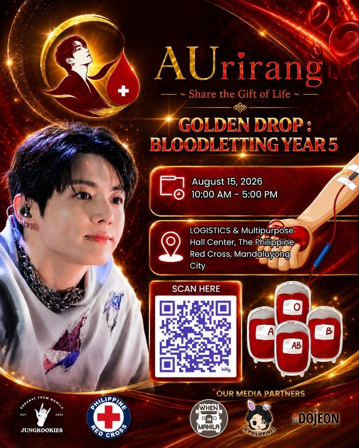 WIMbigevents's tweet photo. Celebrate Jungkook's birthday by making a difference. Join Golden Drop: Bloodletting Year 5 on August 15 and help save lives through voluntary blood donation in partnership with the Philippine Red Cross.

READ MORE:
https://t.co/SMyOjzOsZJ https://t.co/3aFIyrwny2