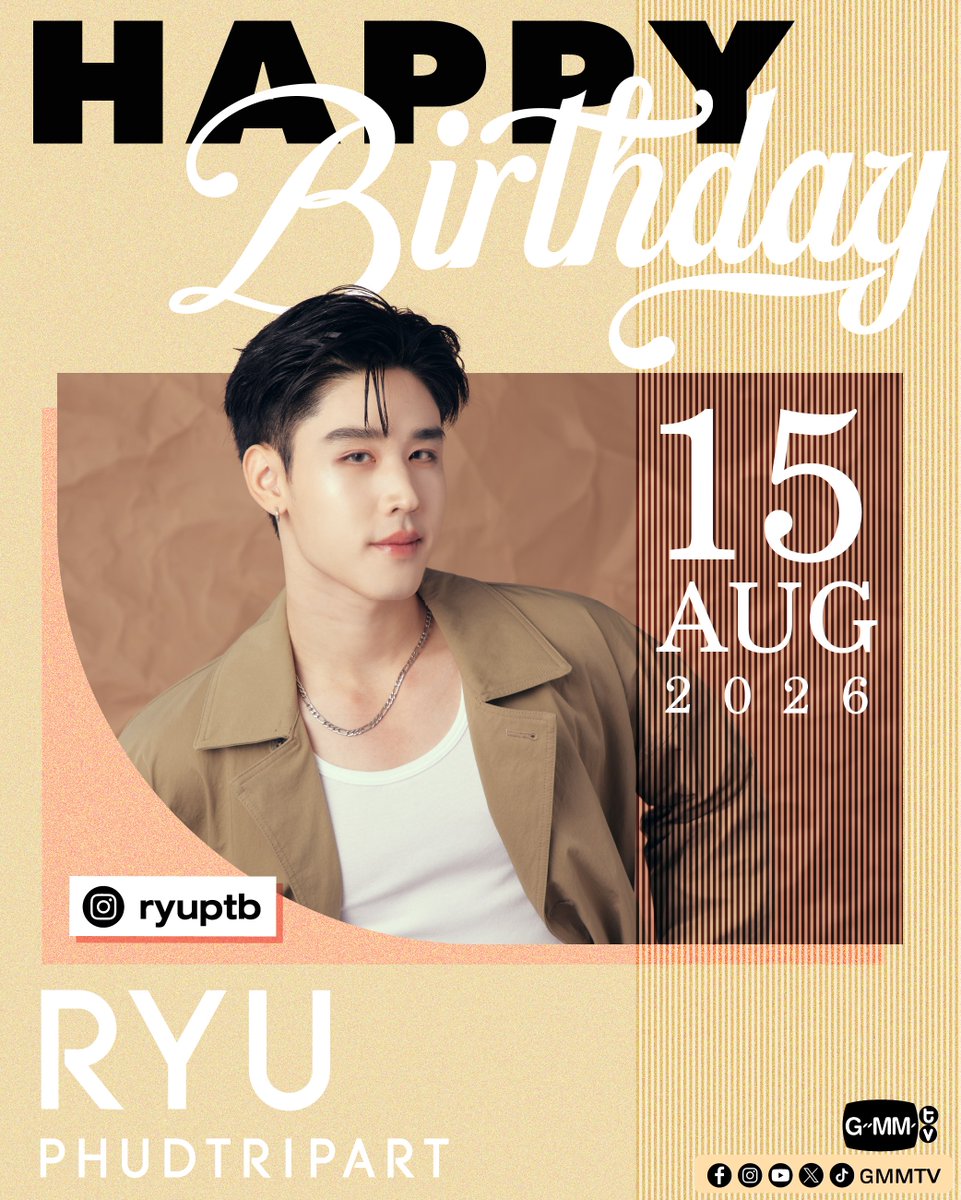 GMMTV's tweet photo. Happy Birthday to Ryu

#GMMTV
@ryuptb https://t.co/r6HBFSkOuw