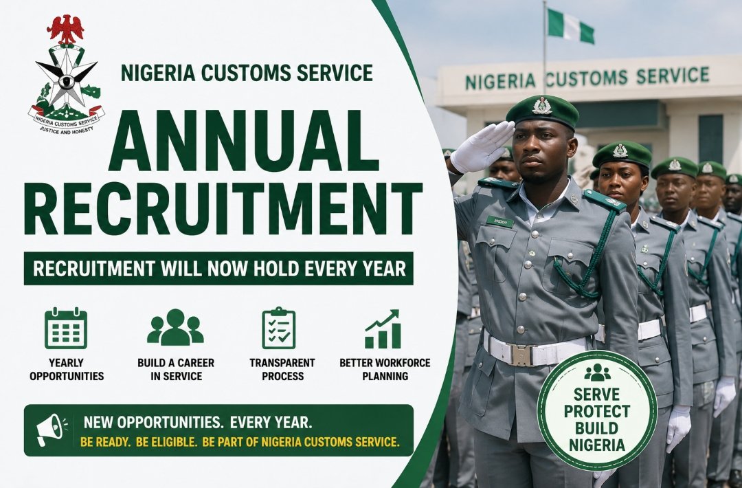 JobsLever's tweet photo. Nigeria Customs Service Annual Recruitment https://t.co/SkgTtskEzu https://t.co/vTtKEfVrgV
