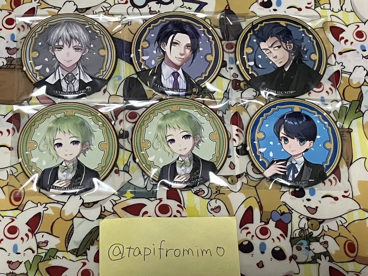 tapifromimo's tweet photo. 【交換譲渡募集】 刀剣乱舞STORE 刀剣乱舞 祝装 缶バッジ

譲→鶴丸、次郎、日本号、毛利、謙信

求→同種長谷部、御手杵、定価＋送料

郵送のみ
スクエア缶との交換も可能です
鶴丸は全てまとめての交換譲渡のみ
よろしくお願いいたします https://t.co/teXjv7CwLz