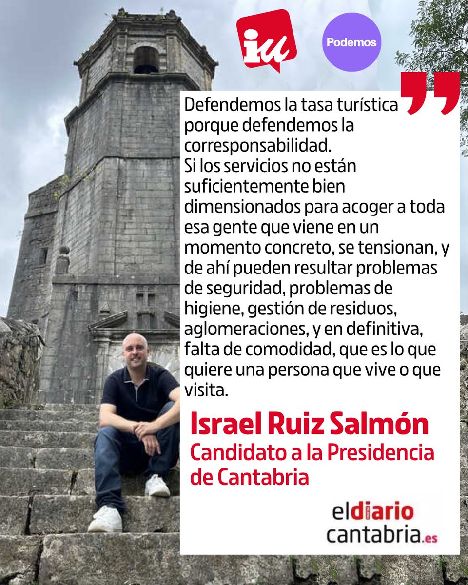 IUCantabria's tweet photo. 🌍Cantabria debe seguir los pasos de otros lugares con tasa turística que entienden la corresponsabilidad en sostener los servicios para quien vive y para quien visita unas semanas.

📰Entrevista a @IsraenCantabria, candidato a la Presidencia de Cantabria, en @DiarioCantabria . https://t.co/Eq5XCDGRzk