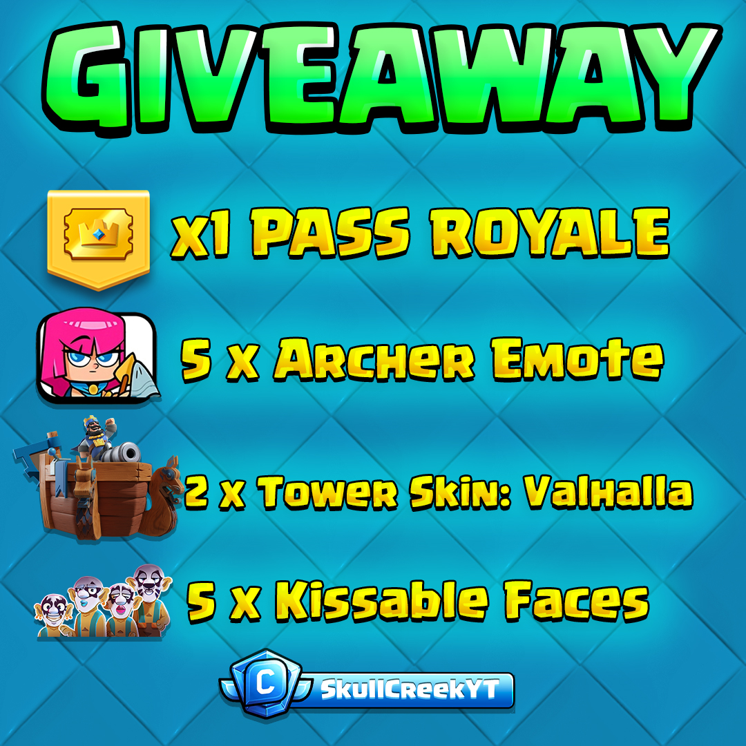 SkullCreekBD's tweet photo. 🎁 PASS ROYALE + More GIVEAWAY! 🎁 How to enter: ✅ Like, Subscribe &amp; comment on this video: https://t.co/5uJILiFRWx✅ Follow me on Twitter &amp; Instagram • Twitter :https://t.co/JON0je4B5a        •Instagram:https://t.co/7H3TUHn9w9“#SupercellPartner” https://t.co/Ce2rhbvk3C