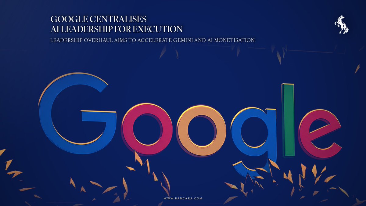 Bancaraglobal's tweet photo. Google is centralising AI leadership to speed Gemini development as competition with OpenAI and Anthropic intensifies. With up to $205B earmarked for AI investment, execution now matters as much as spending. Track Alphabet and AI trends with Bancara. 

#Alphabet #Google #Bancara https://t.co/O9joB9oQfX