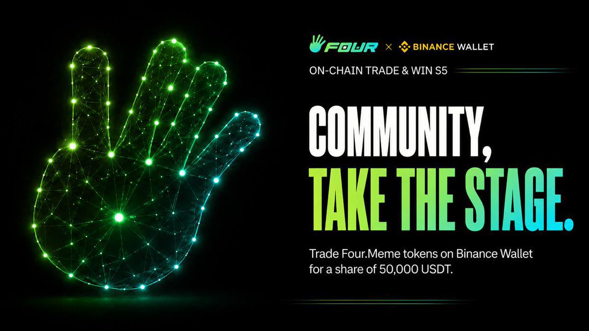 fourdotmemezh's tweet photo. https://t.co/P50JGo73zK community, it’s your turn. 🏆

Join Binance Wallet On-Chain Trade & Win S5 for a share of 50,000 USDT.

Register now, https://t.co/hCd8oP0NfW

We want the community to tell its own story—and give strong, active projects room to grow.

Hype fades. Strong communities are remembered. ✍️

https://t.co/P50JGo73zK 社区，该上场了 🏆

参与 Binance Wallet On-Chain Trade & Win S5，角逐 50,000 USDT 奖池。
马上报名：https://t.co/nynr2l6AcI

https://t.co/P50JGo73zK 期待社区写下自己的故事，也会为真正有共识、有行动力的项目提供成长空间。

热度会退去，真正有凝聚力的社区会被市场记住。✍️