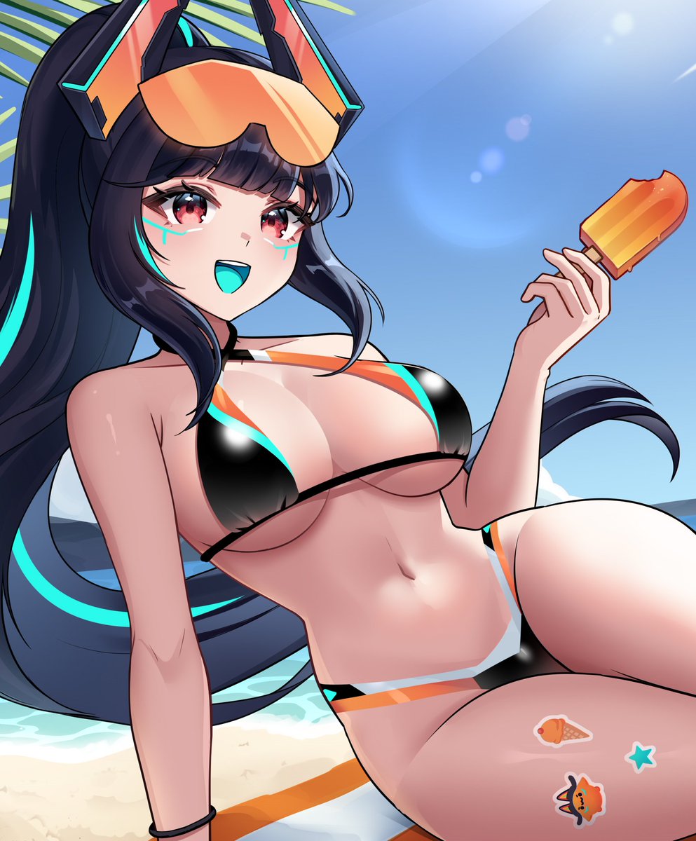 Viaprika's tweet photo. Are you hot, Hooman? 
Let's have a beach day together~ 🏝️🧡

#vtuber #envtuber https://t.co/xibmEl1x0f