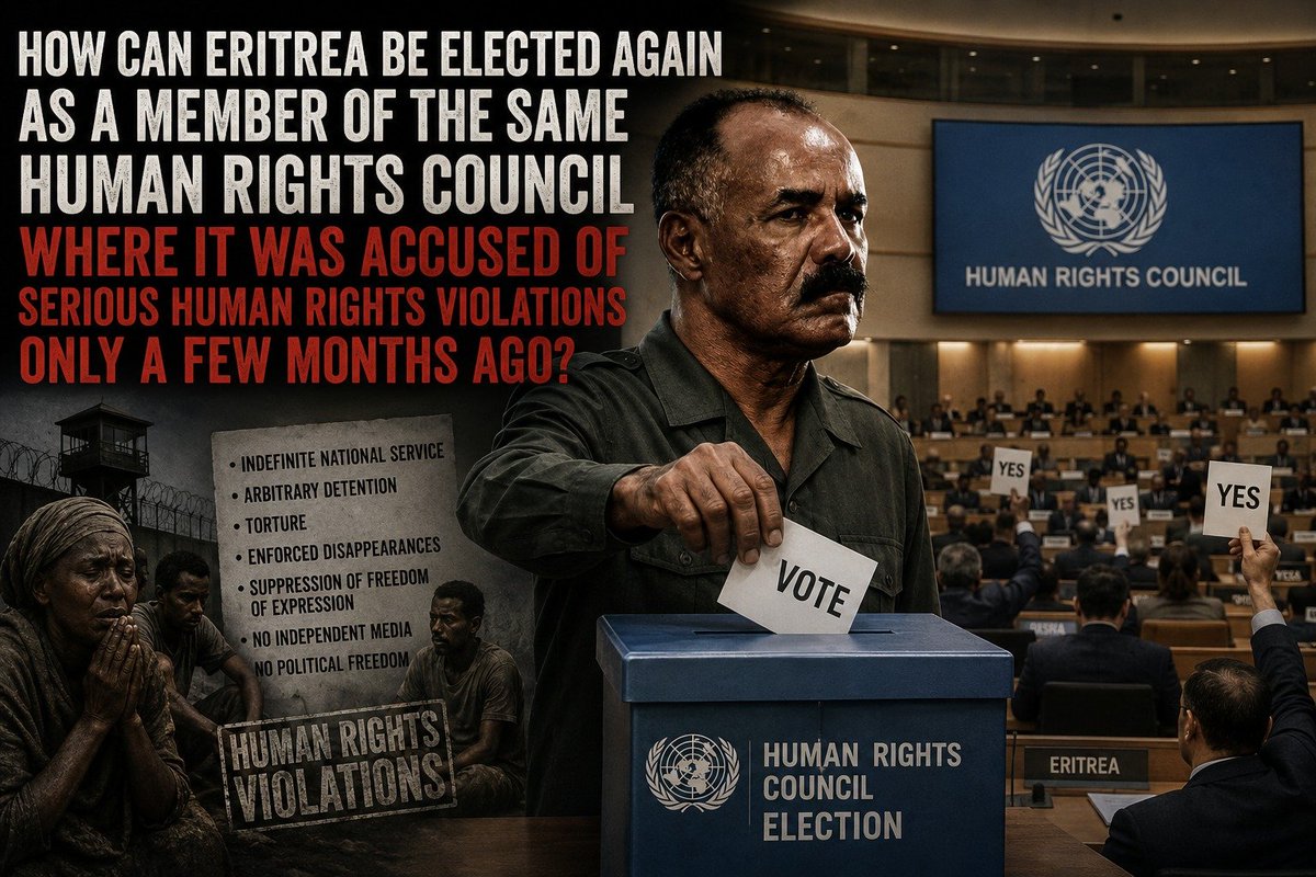 lulakebede's tweet photo. How can Eritrea be elected again as a member of the same human right  council where it was accused of serious human rights violations only a few months ago? @UNHumanRights @UN https://t.co/ARmeeYFOQb