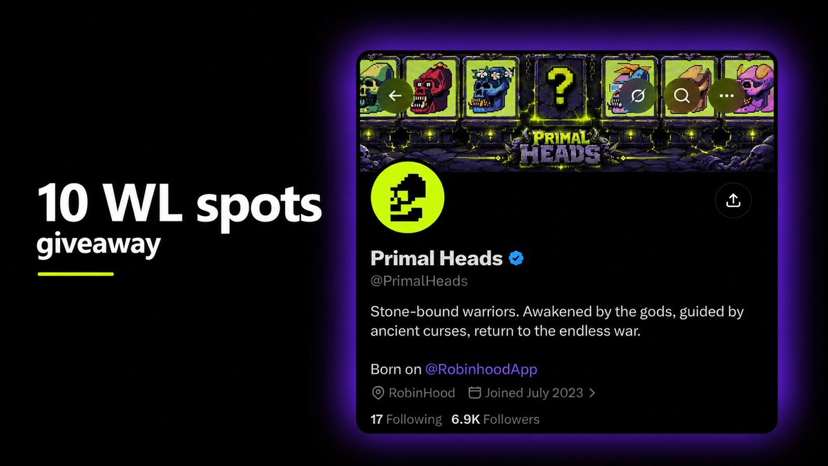 onchainelvis's tweet photo. locked in 10 gtd spots for @PrimalHeads 

▪️follow me and @PrimalHeads 
▪️comment your evm address 
▪️like and rt. 

project details 

- supply: 6,666
- chain: robin hood
- mint Price: TBA

24 hours. https://t.co/ylTZNY6RDx