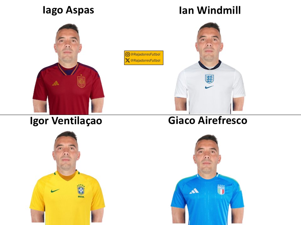 RajadoresFutbol's tweet photo. Españoles del mundo del fútbol si fuesen de otros países, volumen 6 👇⚽️🇪🇸

1. Iago Aspas https://t.co/jrhan7bJ9C
