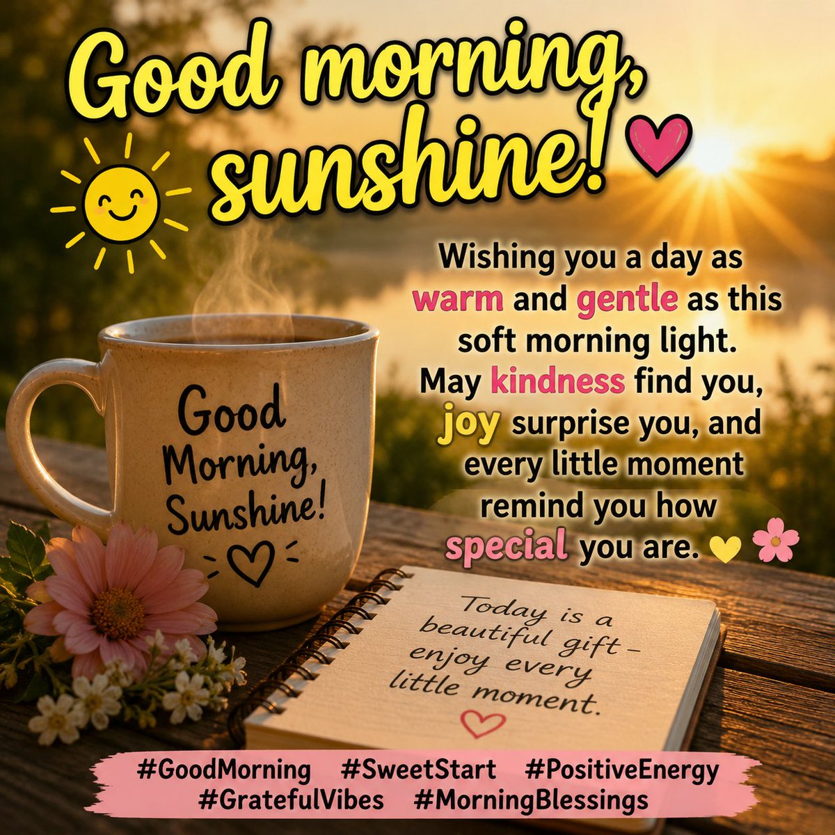 JonCaryLawson's tweet photo. 🌅 Good morning, sunshine!
Wishing you a day as warm and gentle as this soft morning light. May kindness find you, joy surprise you, and every little moment remind you how special you are. 💛🌸
#GoodMorning #SweetStart #PositiveEnergy #GratefulVibes #MorningBlessings https://t.co/wT2HIgk1GA