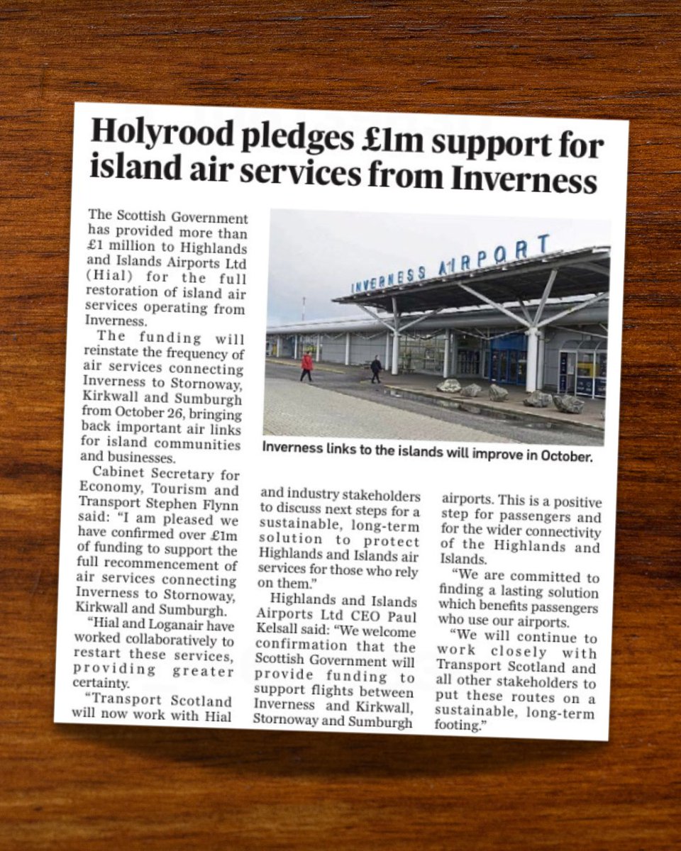 JohnSwinney's tweet photo. Island air links are absolutely vital for our island communities and businesses, so I’m delighted that air services from Inverness to Stornoway, Kirkwall and Sumburgh will be restored with £1 million @scotgov support. https://t.co/ZKdCnyElGA