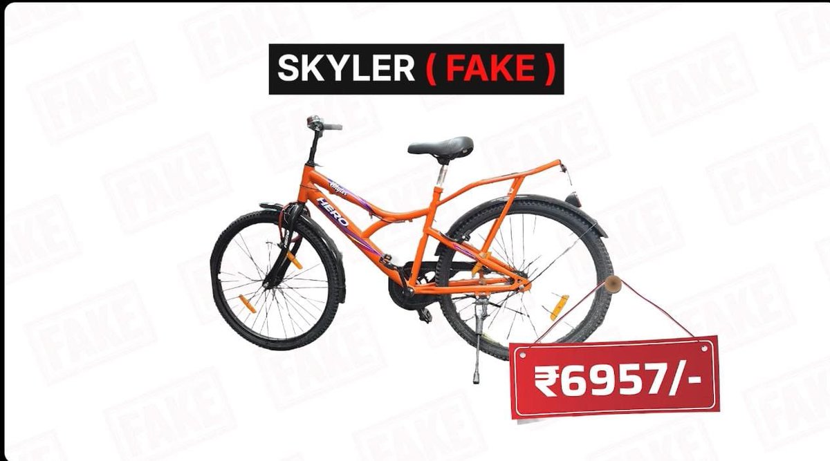 Saurabh_MLAgk's tweet photo. Cycle Scam in the Purchase of 1,30,000 Bicycles for Girls

Govt workorder shows that superior  “Hero Skyler” bicycle was to be supplied at rate it Rs 6957 per cycle.

Hero Skyler originally consist of 7 speed gear, disk break & suspension.

But a far inferior model of “Hero Bonfire” bicycle costing around ₹4,000 per cycle was distributed to girl students disguised as Hero Skyler.

And there are no 7 speed gear, no disk break, no suspension. 

This means almost 36 crore worth commision was looted.