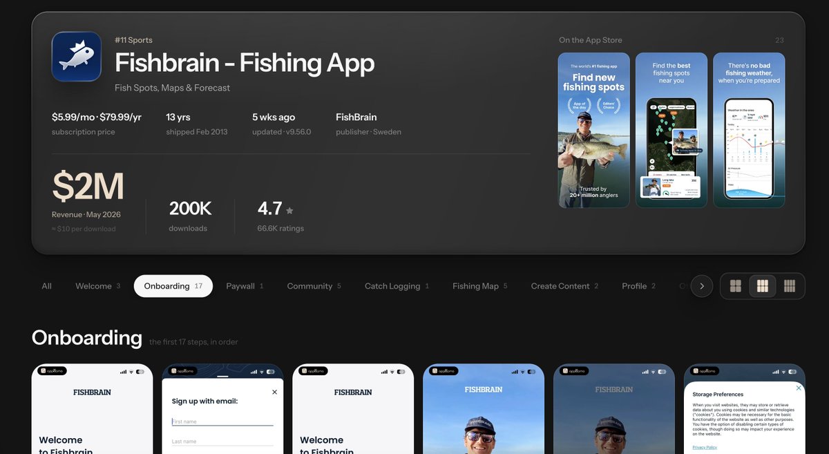 jaimintf's tweet photo. WTFFF.

an app that tells you where fish are did $2m in one month!

> finds best fishing spots near you
> weather &amp; forecast
> social angle

can be easily vibe-coded. just taste + distribution. https://t.co/R2l5cuz5CH