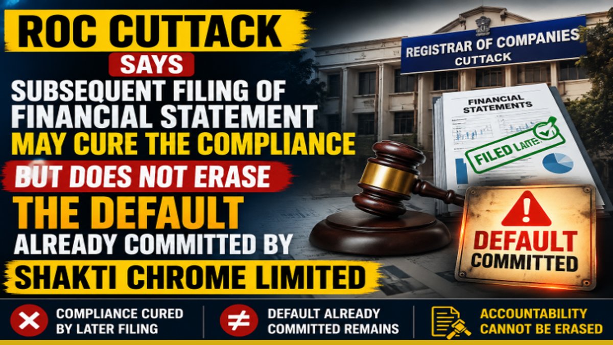 rvsekar2000's tweet photo. Check out the latest article in my newsletter: ROC CUTTACK SAYS SUBSEQUENT FILING OF FINANCIAL STATEMENT MAY CURE THE COMPLIANCE BUT DOES NOT ERASE THE DEFAULT ALREADY COMMITTED BY SHAKTI CHROME LI https://t.co/X2hKrsKp4i via @LinkedIn https://t.co/CJ55oeFe90
