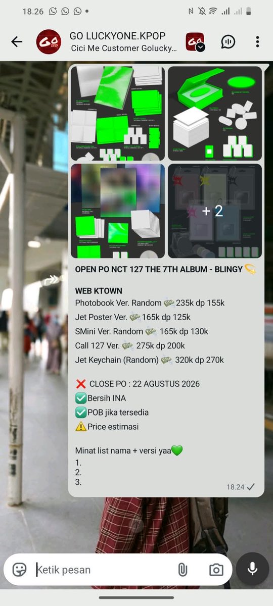 jgda_e's tweet photo. OPEN PO NCT 127 THE 7TH ALBUM - BLINGY 💫

WEB KTOWN
Photobook Ver. Random 
Jet Poster Ver
SMini Ver. Random 
Call 127 Ver
Jet Keychain (Random)

GRUP ORDER
https://t.co/F3JQK3XdNm

❌ CLOSE PO : 22/08/26
✅DP
✅Bersih INA
✅POB 
⚠Price est
📍Jakarta

T. ALBUM NCT 127 BLINGY https://t.co/RiDSReik2I