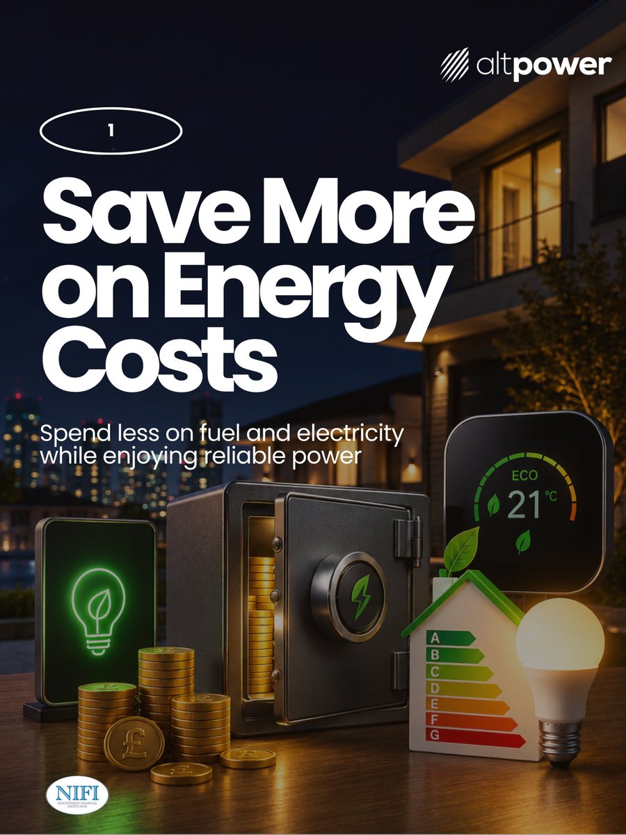 altpowerng's tweet photo. Lower energy bills, reliable power and a cleaner future.
A solar system isn't just an upgrade, it's a smarter way to power your home or business.
Let altpower help you get started, visit our website now!!
#AltPower #SolarEnergy #CleanEnergy #RenewableEnergy #PowerSolutions https://t.co/VFOgQJUoIK