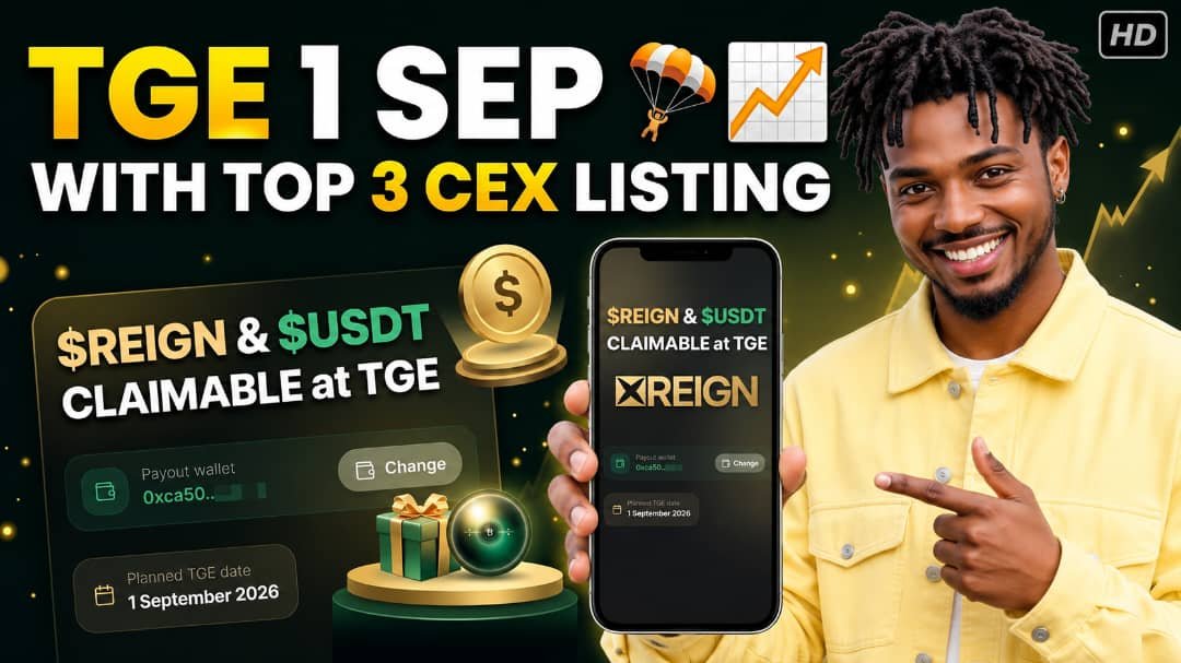 Mining_session's tweet photo. 🚨 $REIGN &amp; USDT CLAIM AT TGE SEP 1 📆 
🛍️ JOIN XREIGN GET UPTO FREE 10 USDT! 🎰

▶️ HOW TO PLAY:
1️⃣ CONNECT YOUR X ACCOUNT 🐦 
2️⃣ SPIN FOR FREE 💸 
3️⃣ COMPLETE DAILY REWARD &amp; TASKS 🛍️ 
4️⃣ CLAIM YOUR REWARD 🎁
 
☑️ WITHDRAWAL BSC ONLY ⏰

✅ JOIN FAST 🔥
https://t.co/jDnvGypPTz https://t.co/AnNFirdoYL