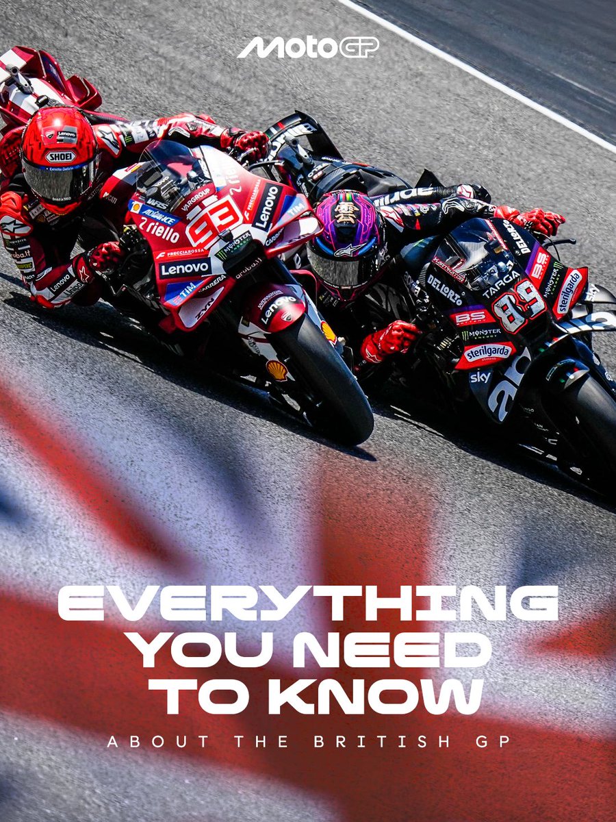 MotoGP's tweet photo. We're back from the summer break, and it's time to catch up 😎 

#BritishGP🇬🇧 https://t.co/XF0BpXAx5C
