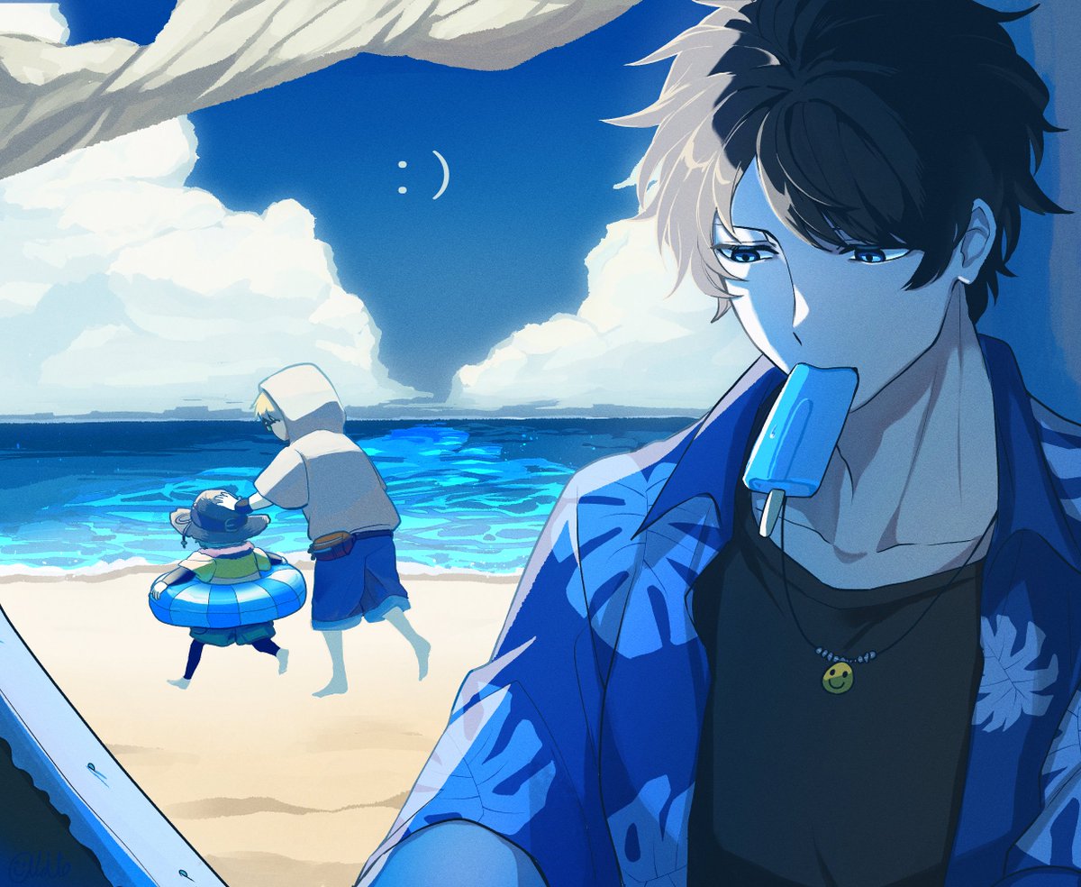 siroakiro0831's tweet photo. #BloodyPainter
この３人は冬のイメージが強いので、夏の海に行ってほしくて... https://t.co/nMbnYMb2Ut