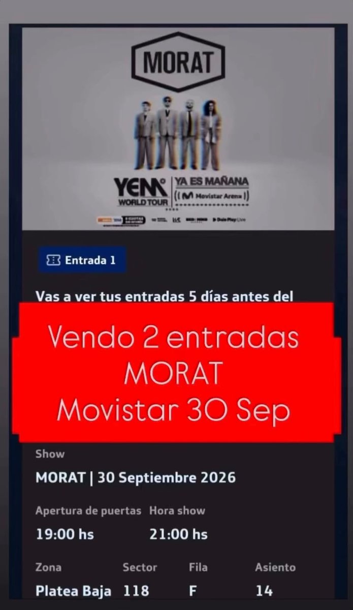 cloudneedy's tweet photo. una amiga del laburo revende, rt y salvemos a 2 fans de Morat🙌🏻🫂 https://t.co/ABHIAz1J34