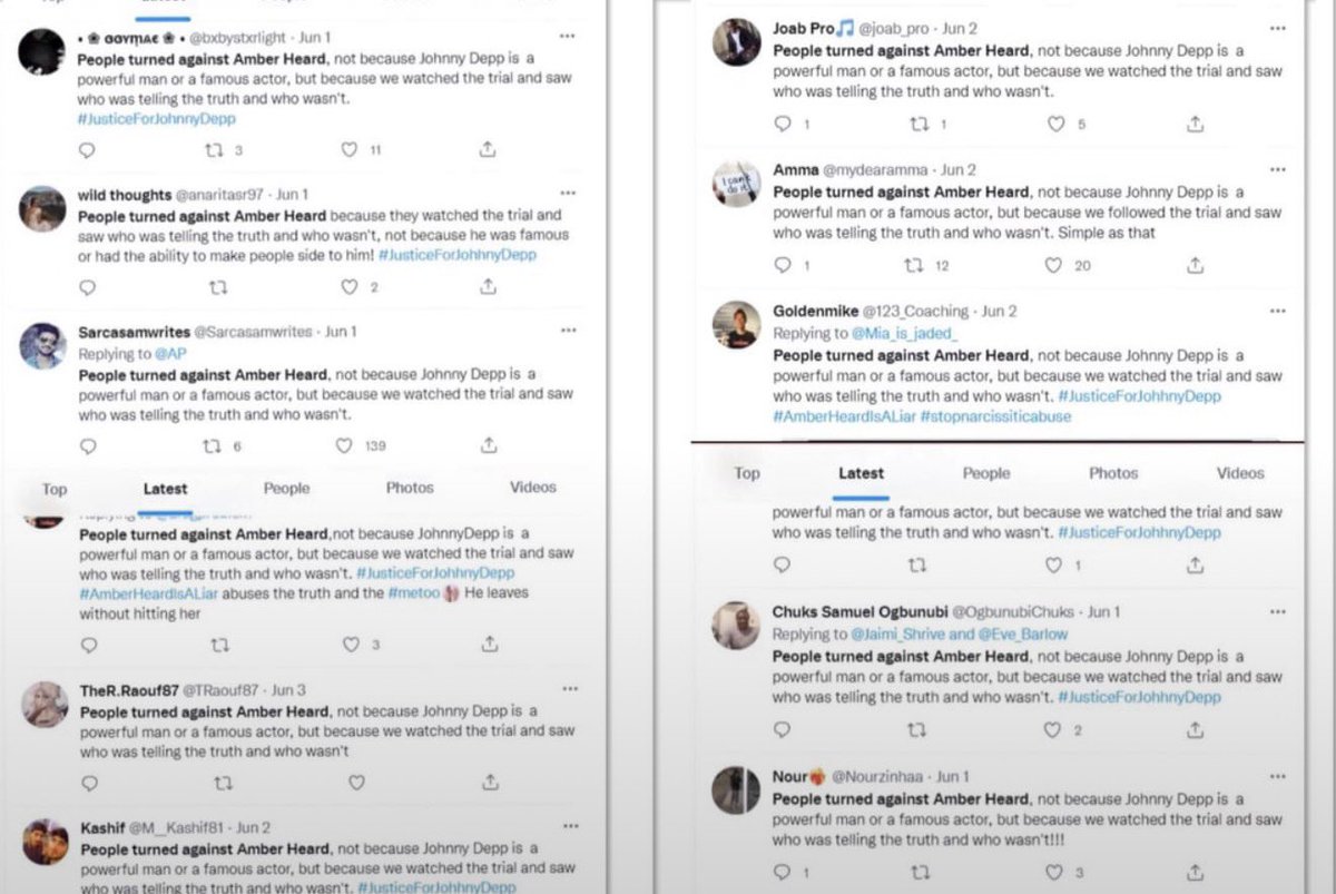 DivineFeminin33's tweet photo. the qt’s with hundreds of likes saying amber heard is the one who used bots. yall love to DARVO down just like your rapist johnny depp https://t.co/khUIac1eFp