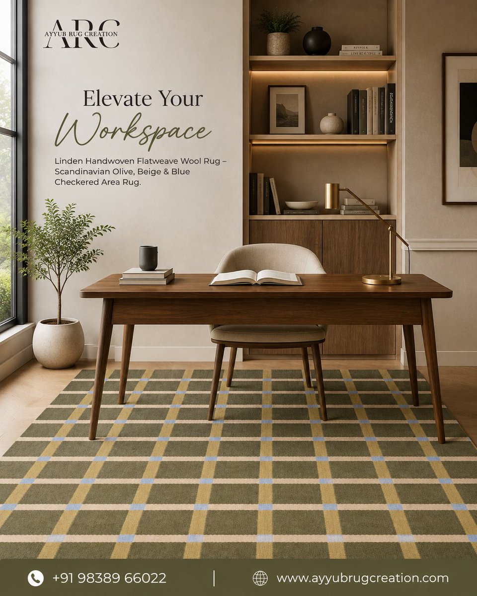 AyyubRug's tweet photo. One Rug, Endless Possibilities 📷
Transform every corner of your home with the timeless charm of our Linden Handwoven Flatweave Wool Rug. Featuring a sophisticated Scandinavian-inspired olive, beige, and blue checkered design, this handcrafted rug effortlessly enhances your https://t.co/TuzTlpOoXD