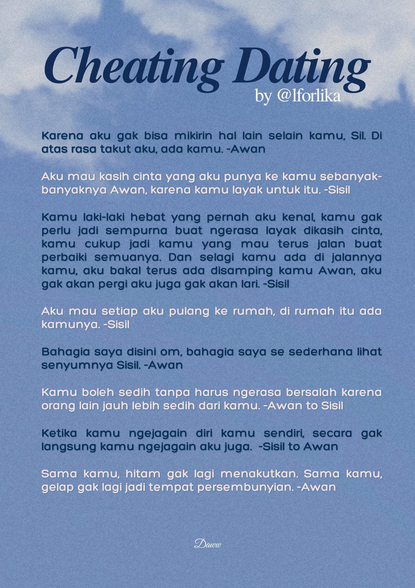 dawfangirlarea's tweet photo. My Favorite Dialogues and Quotes from Cheating Dating #SilAwβοΈπ by @lforlika https://t.co/ifq9iSWT7g