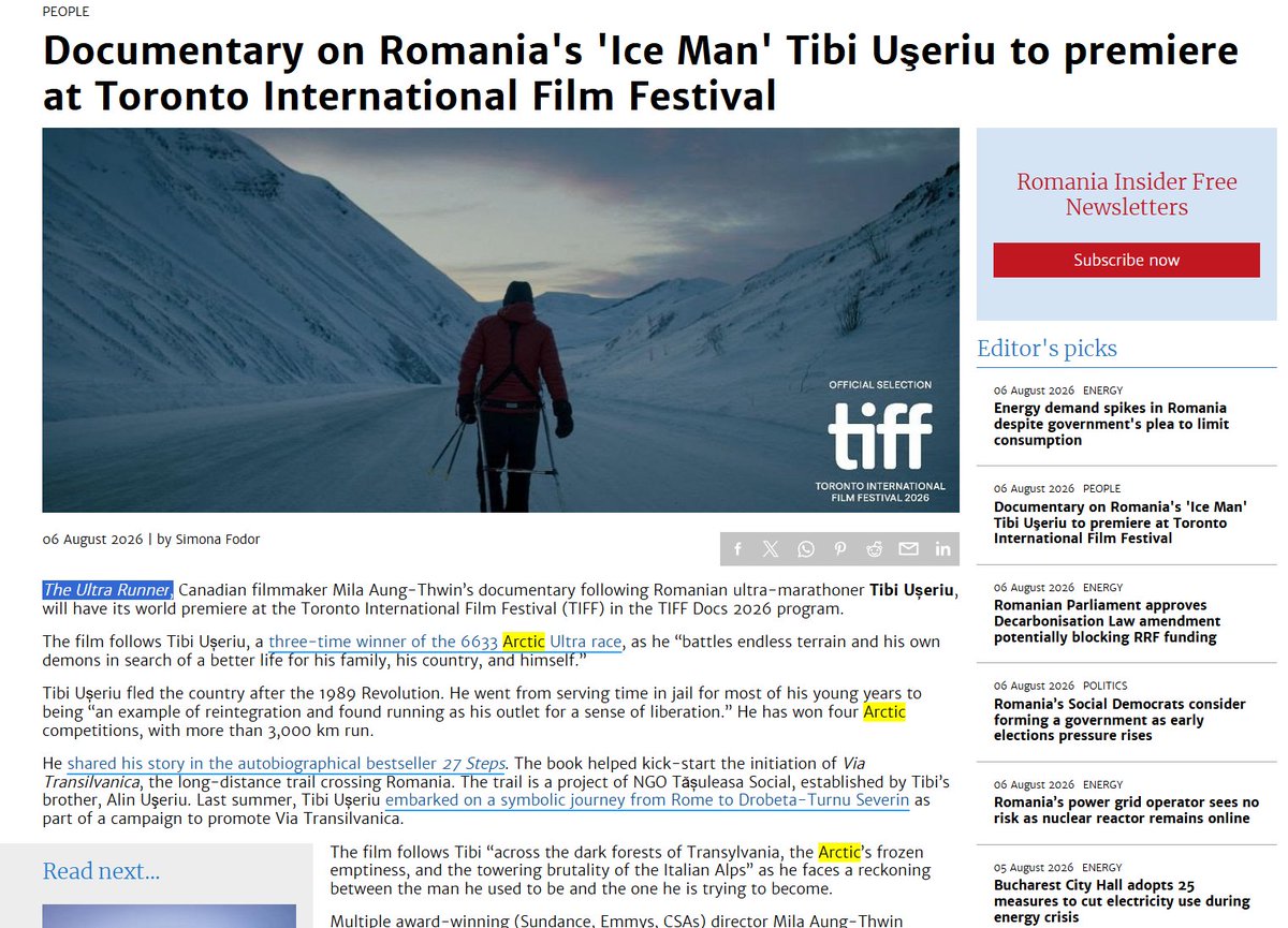 DarthMiaul's tweet photo. They just announced a documentary about an ultra-runner with a story similar to the Nietzschean Penguin

his name is "Tibi" (The Ultra Runner)

he crossed more than 3,000 km through the Arctic alone battling freezing temperatures and complete isolation but he just kept walking

https://t.co/REOwRL5XIB