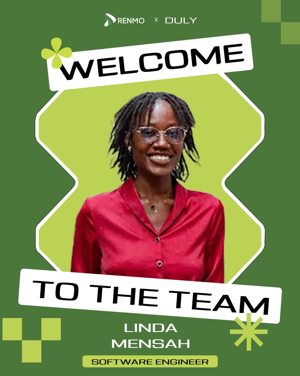 RenmoHomes's tweet photo. π RENMO x DULY | The engineering team just levelled UP! ππ»π¬π
A massive welcome to our brand new Software Engineer β
β¨ Linda Mensah! β¨
Building the tech that changes how Ghana rents, drives & shops. π ππ±
Linda β welcome to the mission! πͺπΎπ₯
#Renmo #RenmoxDuly https://t.co/uReNuCyEMV
