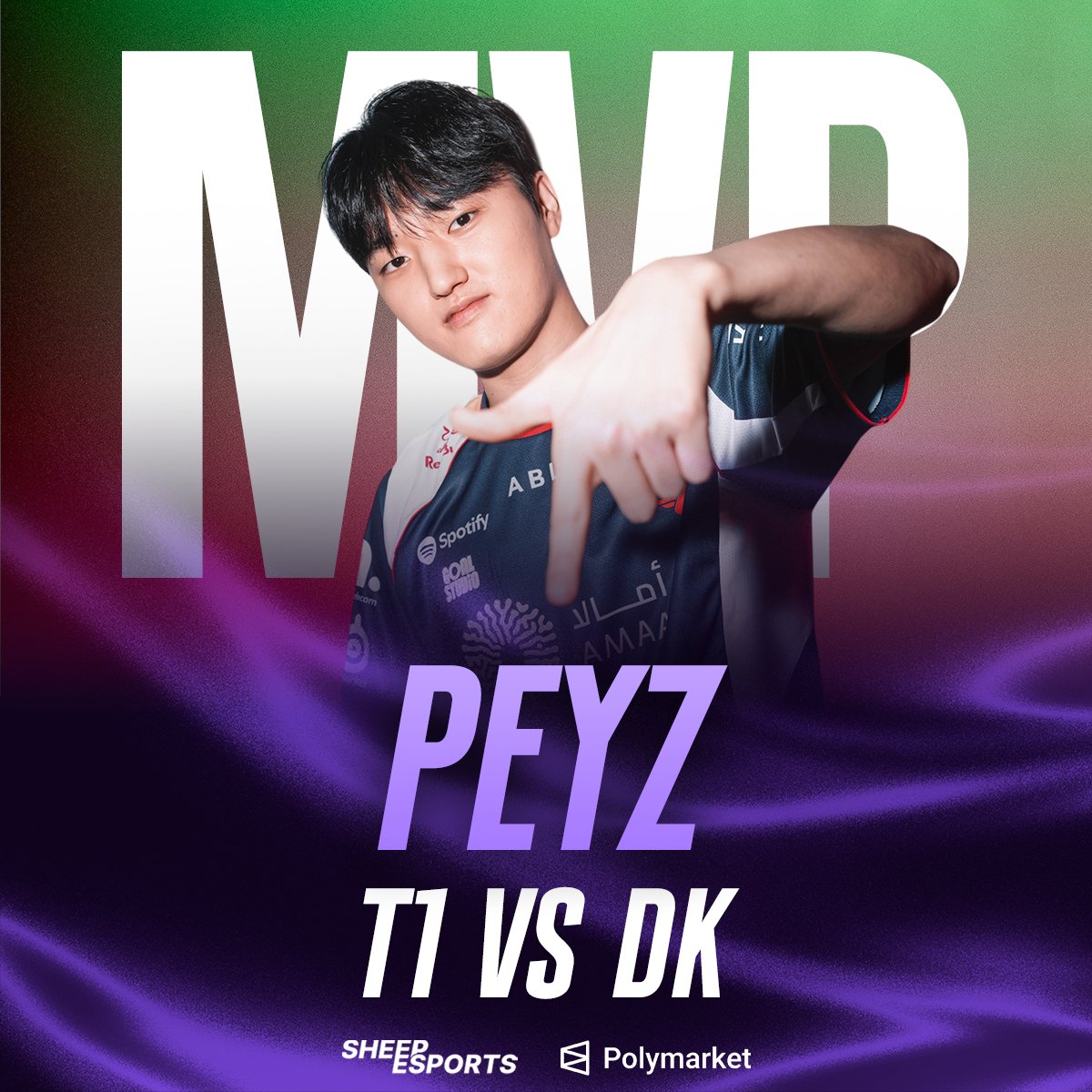 Sheep_Esports's tweet photo. WORLD-CLASS PERFORMANCE

T1 Peyz 🇰🇷 has been voted Player of the Match 🏅 against DK 🇰🇷!

He records a total KDA of 18/3/8 across the two-game series! https://t.co/RUAQw5ct6O
