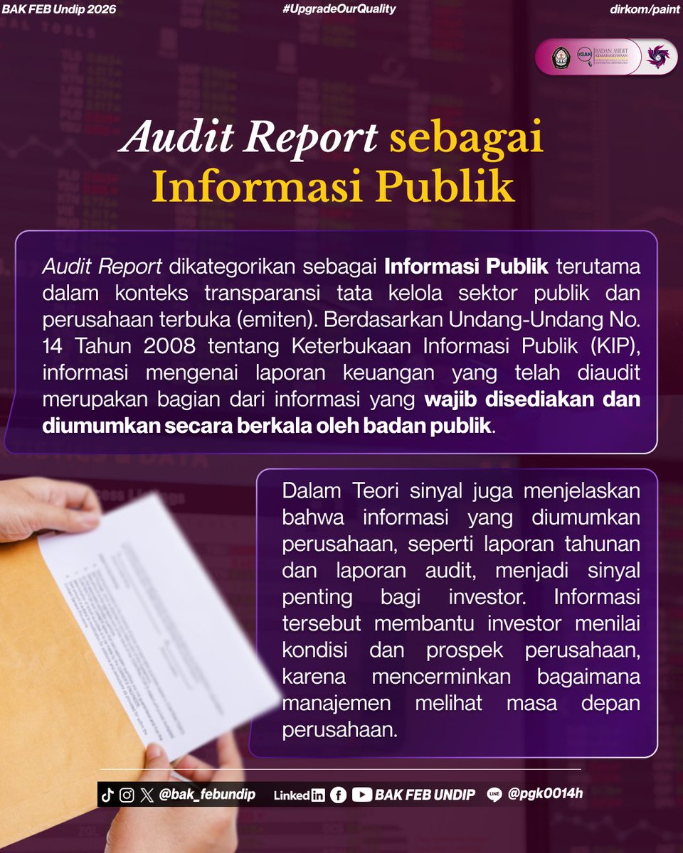 BAK_FEBUNDIP's tweet photo. [𝐃𝐮𝐧𝐢𝐚 𝐀𝐮𝐝𝐢𝐭 𝐄𝐩𝐬.𝟏𝟒 🔍]

Halo, Calon Auditor Muda! 👩🏼‍💻

Bisakah satu laporan audit membuat investor semakin percaya atau justru memilih pergi? 👀 https://t.co/Pnn3UnXBXg