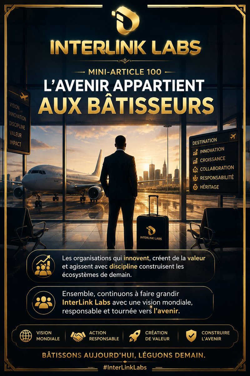 Interlinkclaude's tweet photo. INTERLINK LABS 
La discipline, la création de valeur et une vision mondiale sont les véritables clés du succès. L'avenir appartient aux bâtisseurs ! #InterLink #ITLG #ITL https://t.co/jQsx0a0yRV